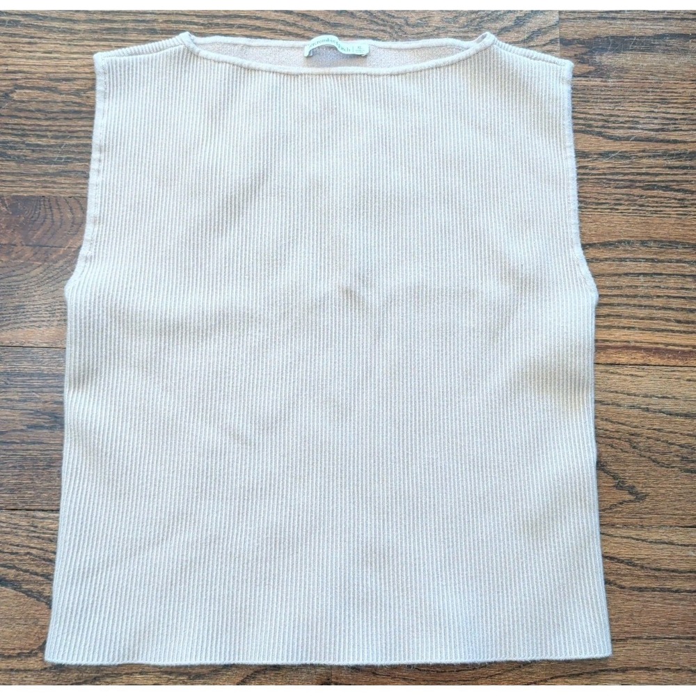 Abercrombie&Fitch Ribbed Sleeveless Stretch Tank Top Beige Basic Textured XL
